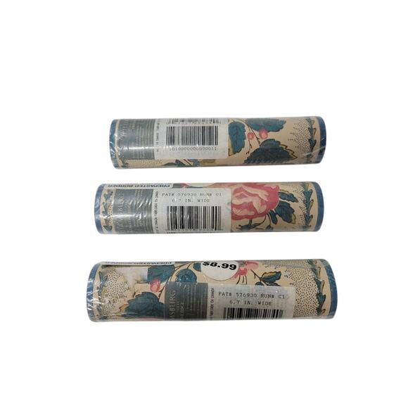 🌺 3 Rolls Williamsburg PAT#576930 Vinyl Wallpaper Border 15Yrd Floral Vintage - Picture 2 of 4